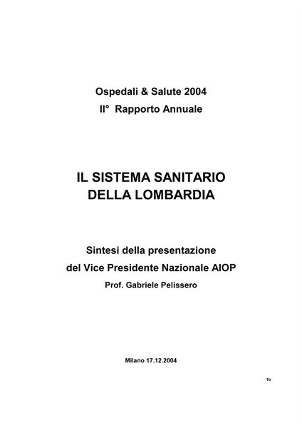 Il sistema sanitario della Lombardia